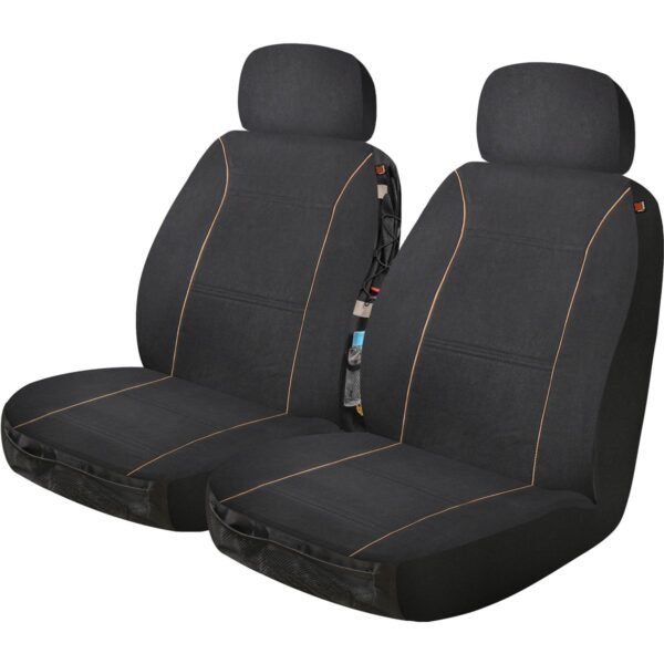 MaxiTrac Heavy Duty Canvas Front Seat Covers – Black (Pair)
